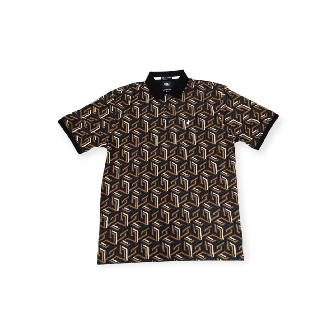 Polo Men's Printed Geo Double Mercerised Brown